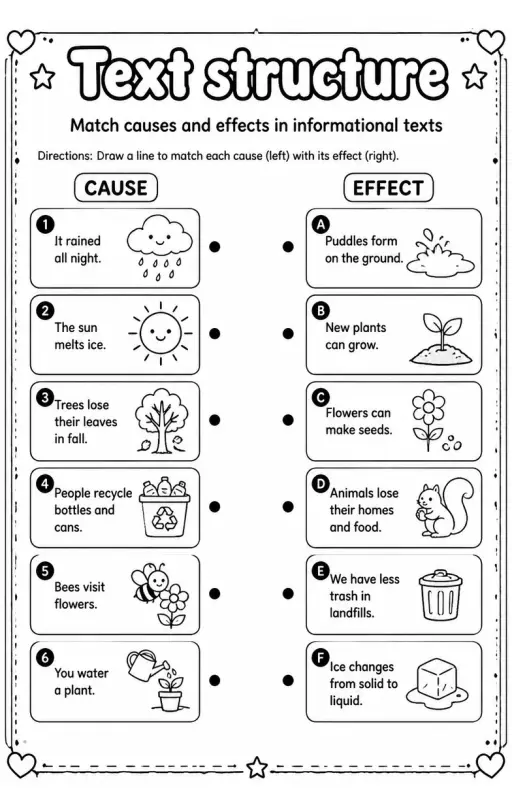 Match causes and effects in informational texts