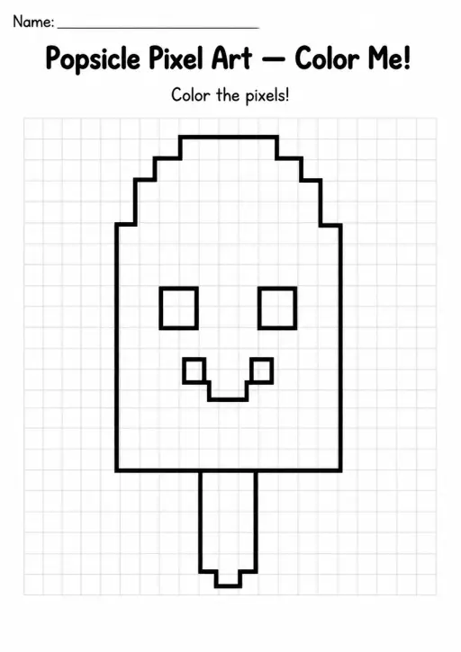 Popsicle Pixel Art Coloring Page