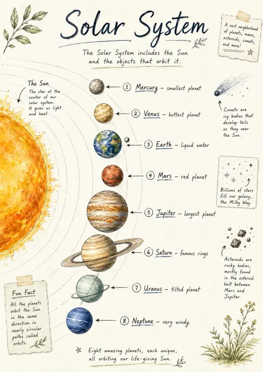 Solar System Earth and Space Infographic
