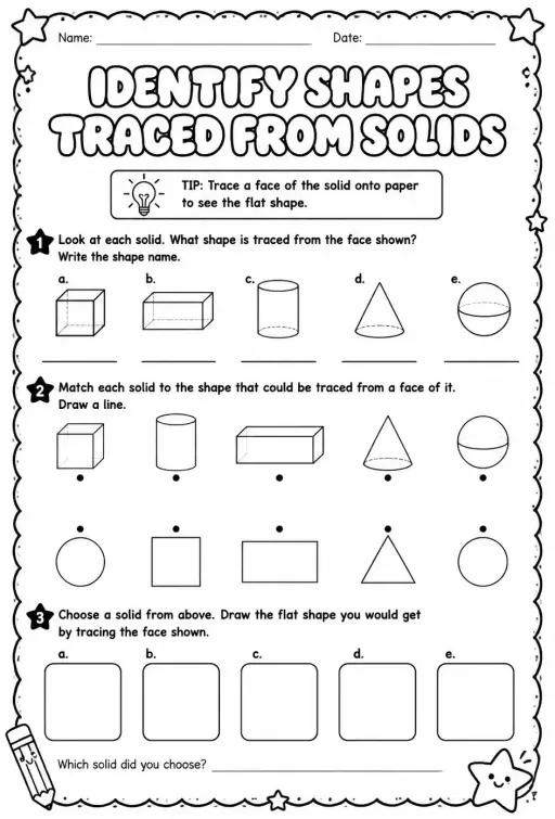 Identify shapes traced from solids