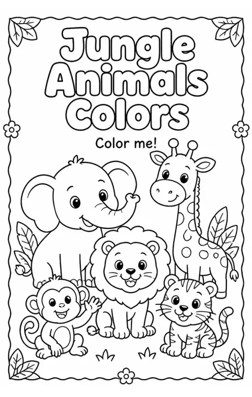 Jungle Animals Colors Coloring Page