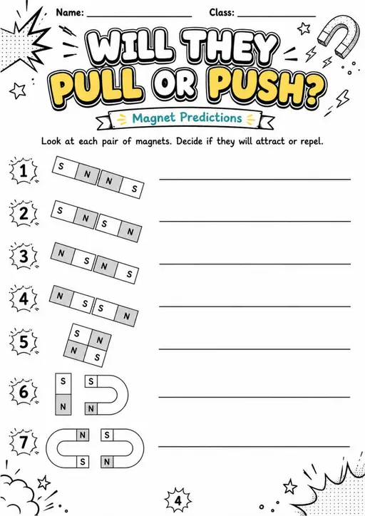 WILL THEY PULL OR PUSH? - Grade 3 Science Worksheet