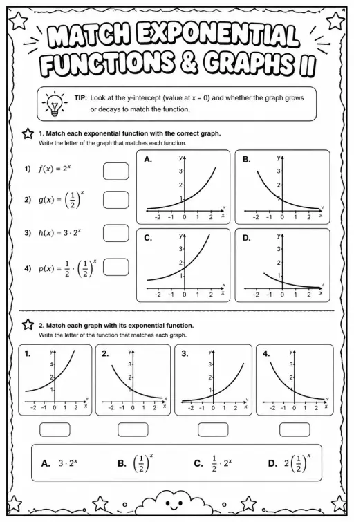 Match exponential functions and graphs II