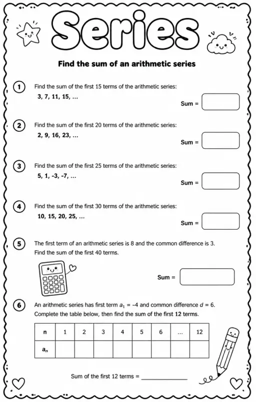 Find the sum of an arithmetic series