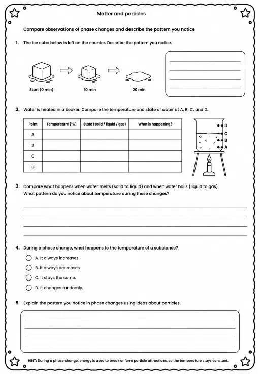 Compare observations of phase changes and describe the pattern you notice