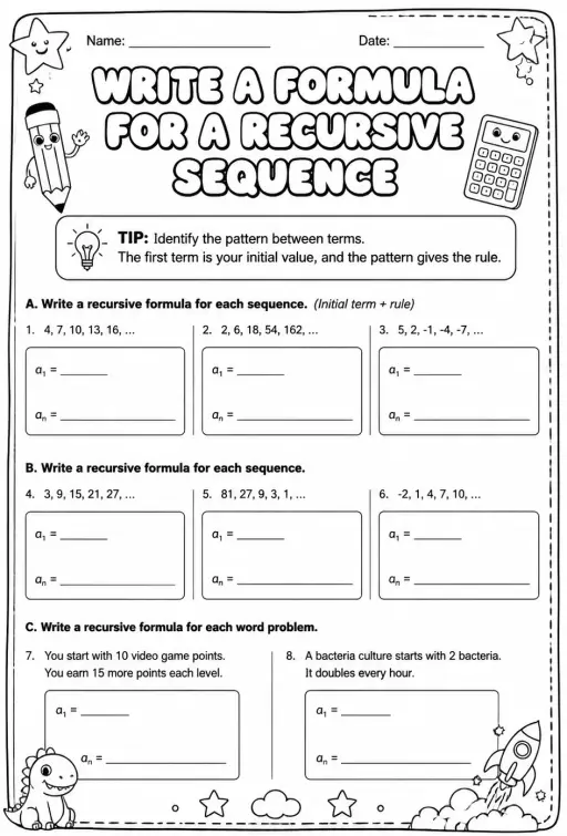 Write a formula for a recursive sequence