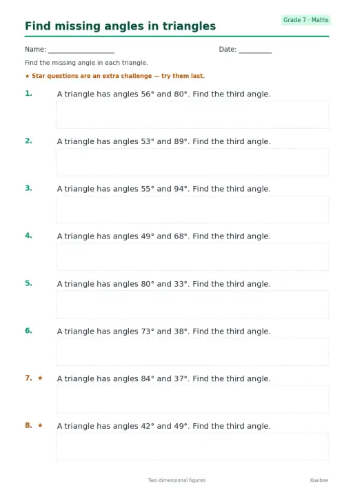 Find missing angles in triangles