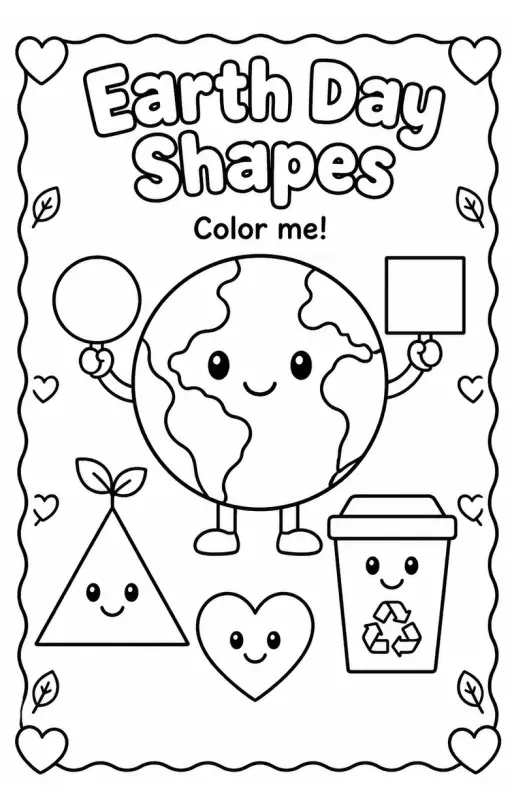 Earth Day Shapes Coloring Page