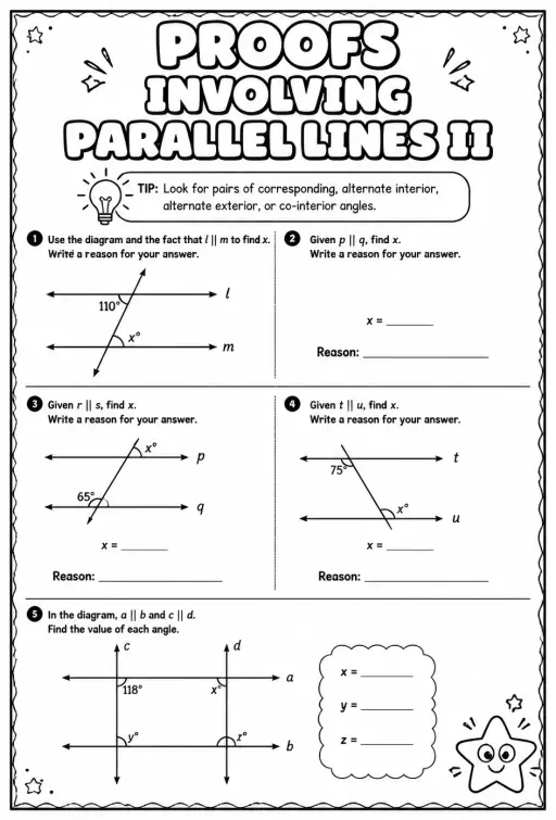 Proofs involving parallel lines II