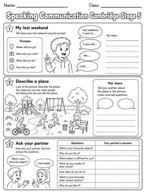 Speaking Communication Cambridge Stage 5