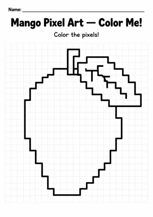 Mango Pixel Art Coloring Page