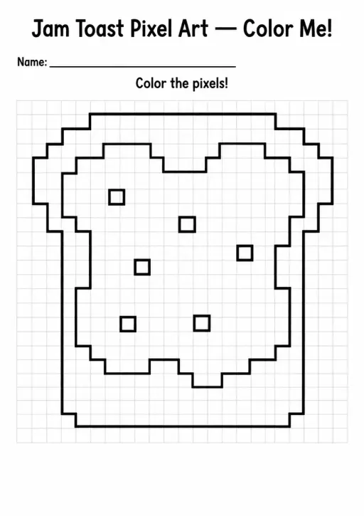 Jam Toast Pixel Art Coloring Page