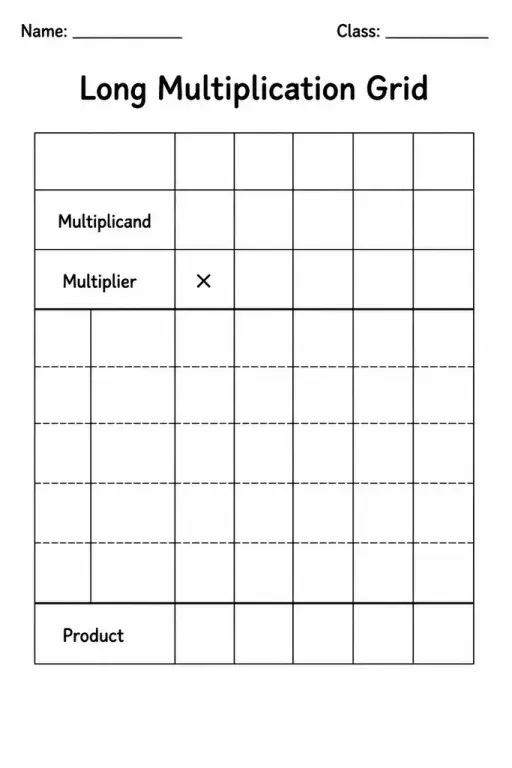 Long Multiplication Grid