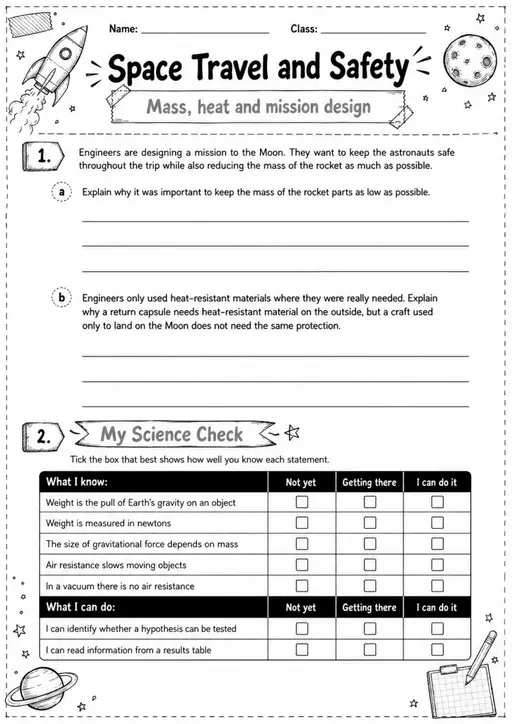Lower Secondary Grade 6 Earth and Space Worksheets - Pack 1