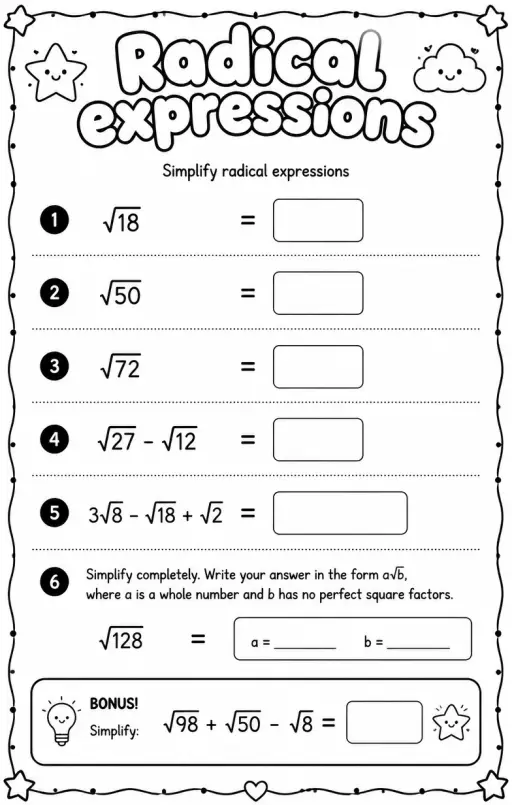 Simplify radical expressions