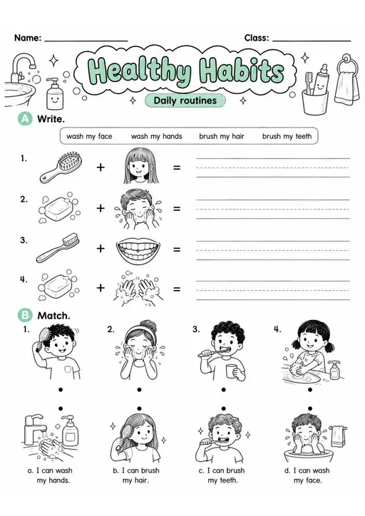 Healthy Habits | Grade 1 English Language Arts Worksheet