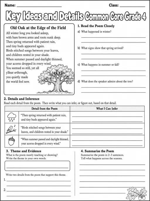 Key Ideas and Details Common Core Grade 4