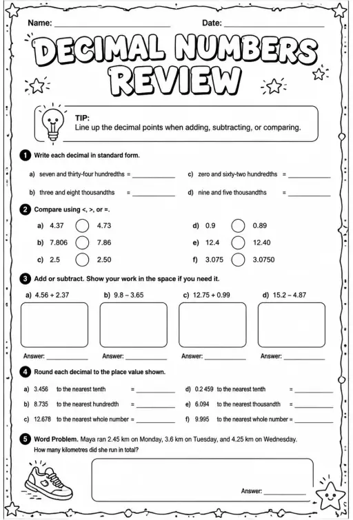 Decimal numbers review