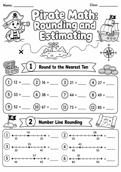 Pirate Math: Position and Direction Worksheet Pack