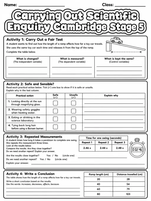 Carrying Out Scientific Enquiry Cambridge Stage 5