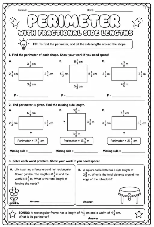 Perimeter with fractional side lengths