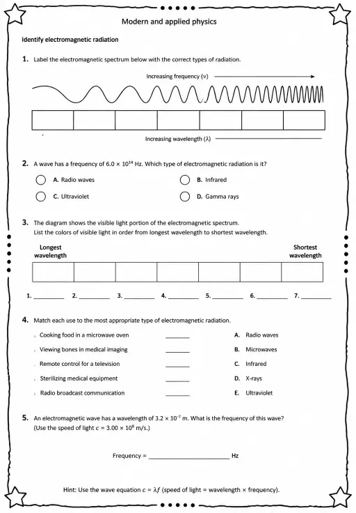Identify electromagnetic radiation