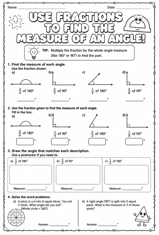 Use fractions to find the measure of an angle