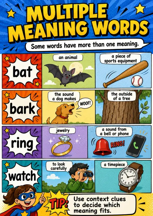 Multiple meaning words Vocabulary Infographic