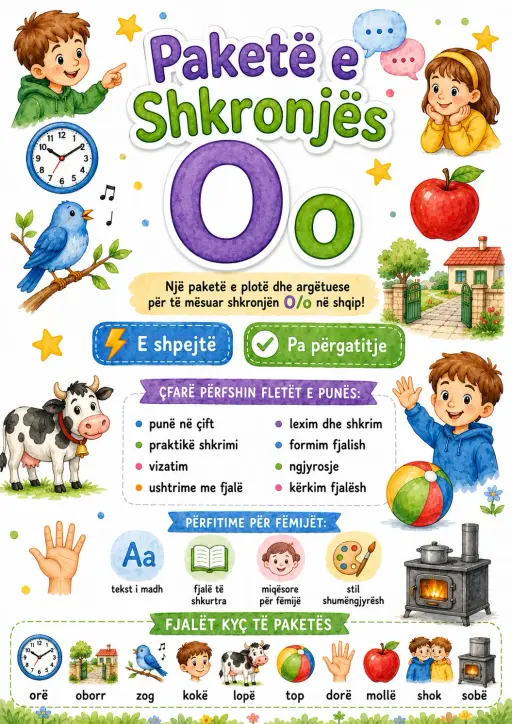Albanian Letter O Phonics Worksheets Pack