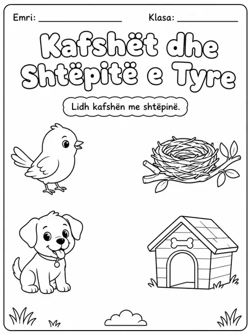 Kafshët dhe shtëpitë e tyre - Pako fletësh pune