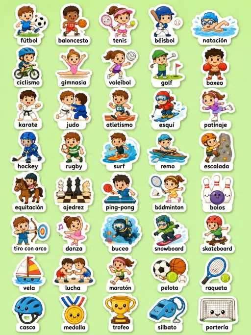 Deportes - Hoja de pegatinas imprimibles