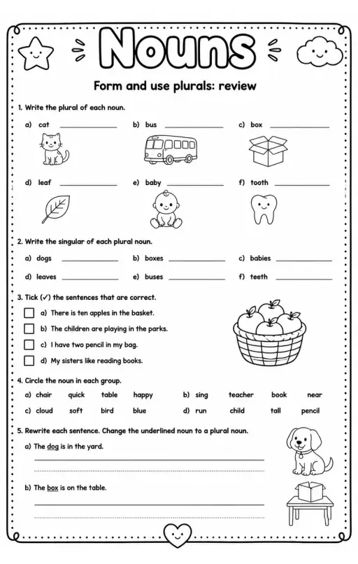 Form and use plurals: review
