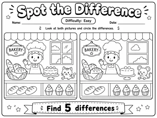 Spot the Difference Worksheet Pack