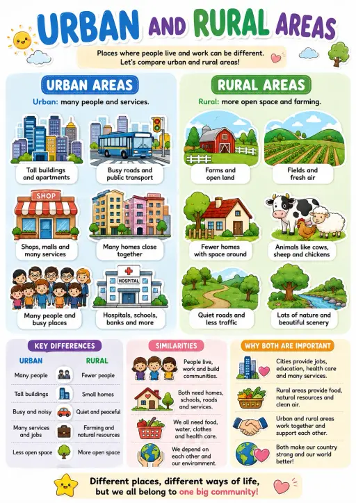 Urban and rural areas Geography Infographic