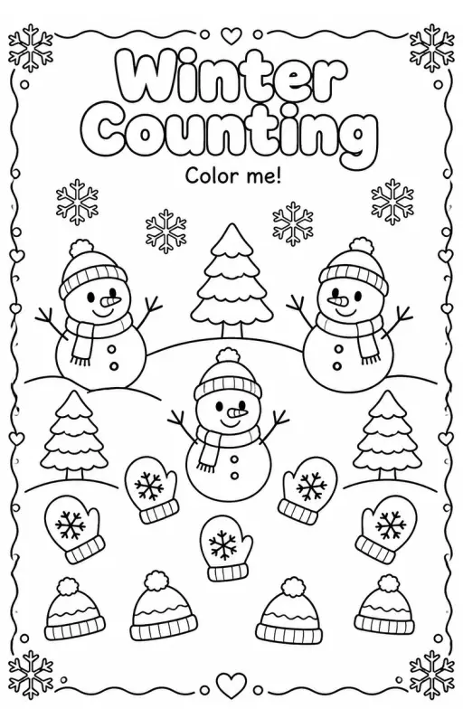Winter Counting Coloring Page