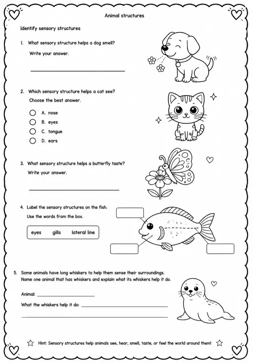 Identify sensory structures