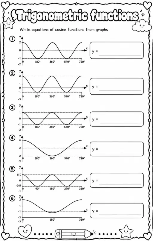 Write equations of cosine functions from graphs