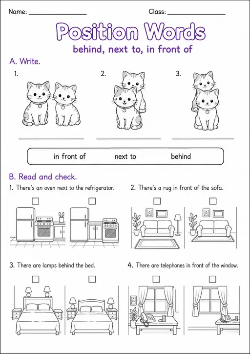 Position Words | Grades 2-3 Grammar Worksheet