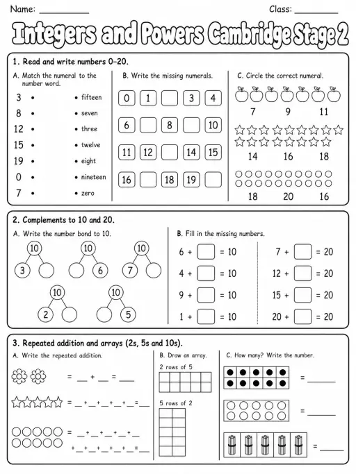 Integers and Powers Cambridge Stage 2