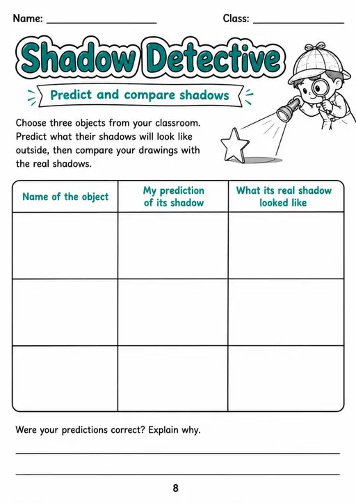 Shadow Detective - Grade 3 Science Worksheet
