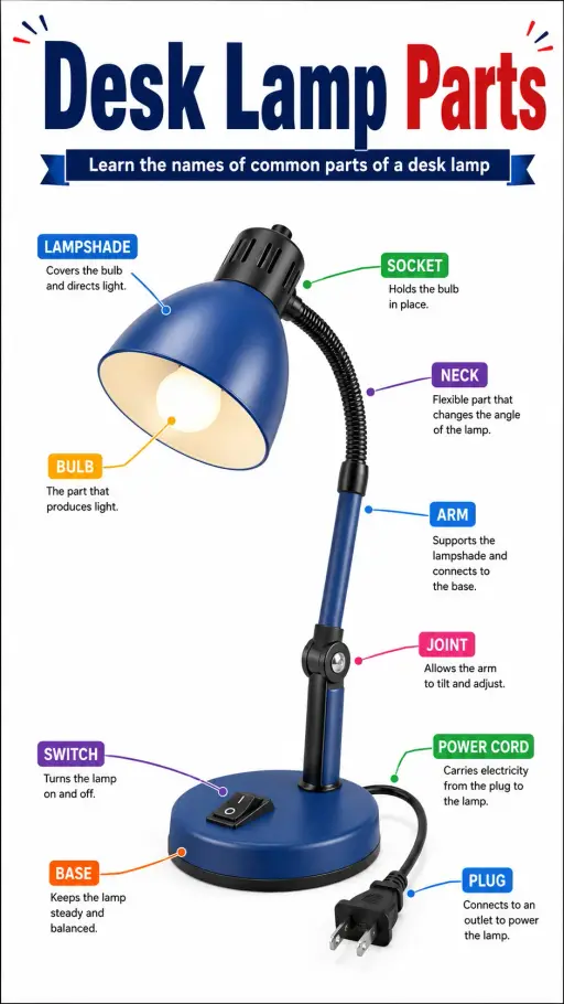 Desk Lamp Parts Infographic