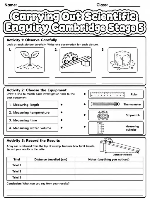 Carrying Out Scientific Enquiry Cambridge Stage 5