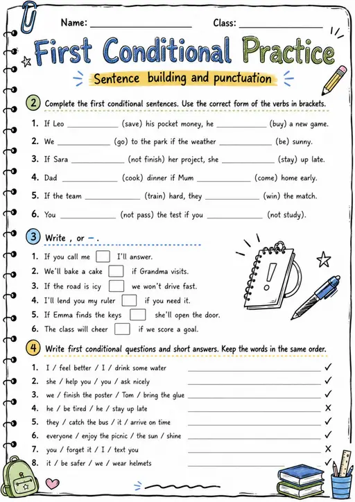 First Conditional Practice | Grades 5-6 Grammar Worksheet