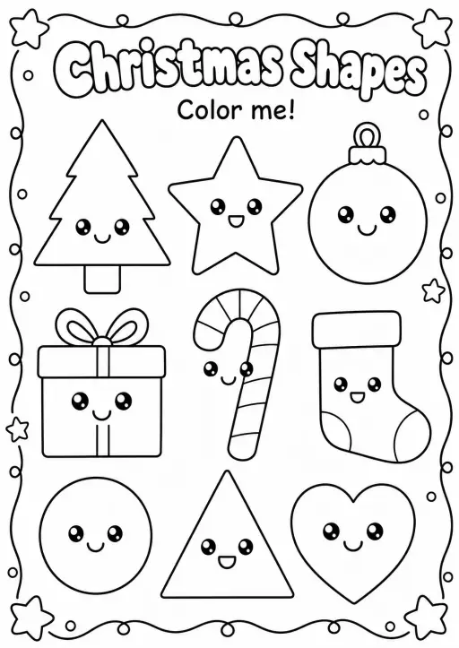 Christmas Shapes Coloring Page