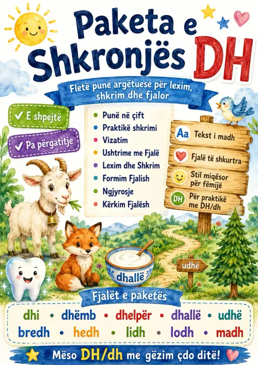 Albanian Letter Dh Phonics Worksheets Pack