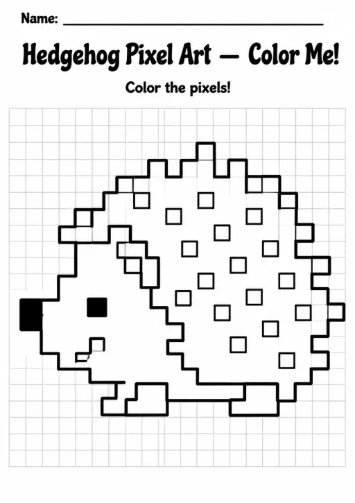 Hedgehog Pixel Art Coloring Page
