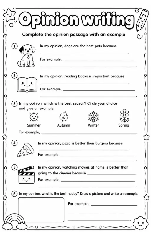 Complete the opinion passage with an example