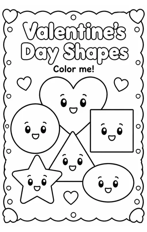 Valentine's Day Shapes Coloring Page