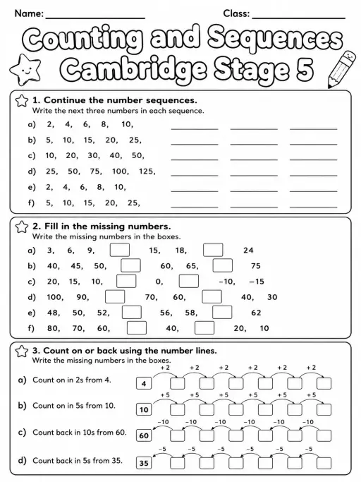 Counting and Sequences Cambridge Stage 5