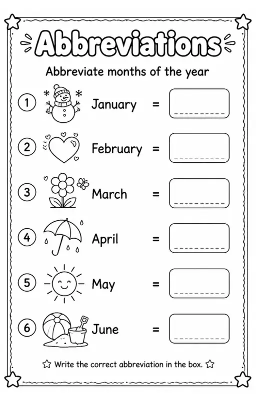 Abbreviate months of the year